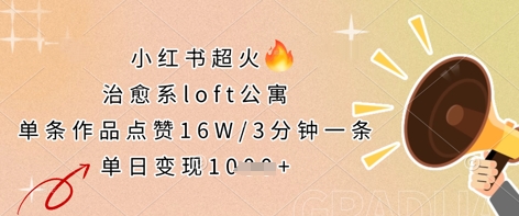 小红书超火的治愈系loft公寓，单条作品点赞16W，3分钟一条，单日变现数张-爱我搜(25so)资源网
