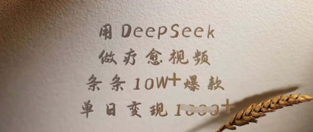用DeepSeek做疗愈视频，条条10W+爆款，单日变现多张-爱我搜(25so)资源网
