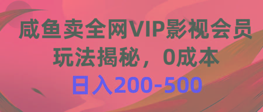 咸鱼卖全网VIP影视会员，玩法揭秘，0成本日入200-500-爱我搜(25so)资源网
