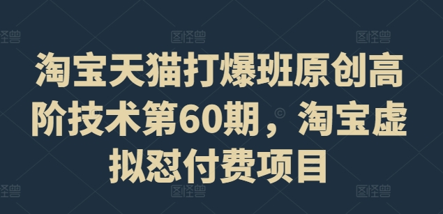 淘宝天猫打爆班原创高阶技术第60期，淘宝虚拟怼付费项目-爱我搜(25so)资源网