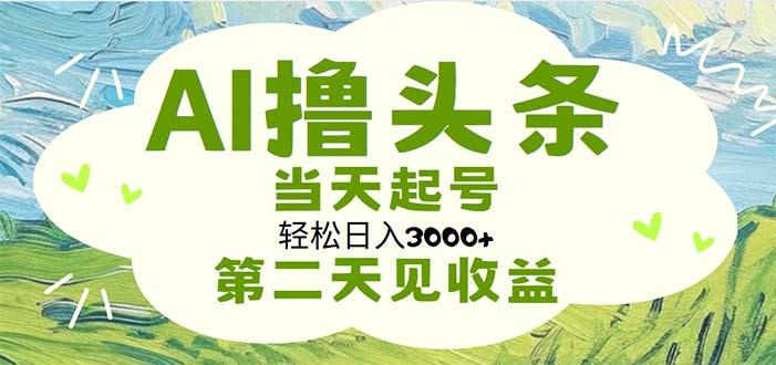 AI撸头条，轻松日入3000+无脑操作，当天起号，第二天见收益-爱我搜(25so)资源网