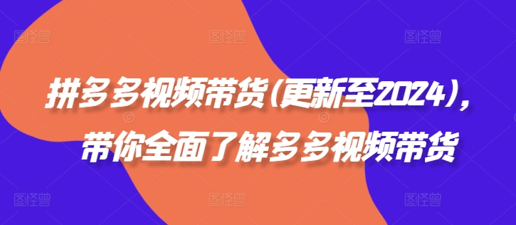 拼多多视频带货(更新至2024)，带你全面了解多多视频带货-爱我搜(25so)资源网