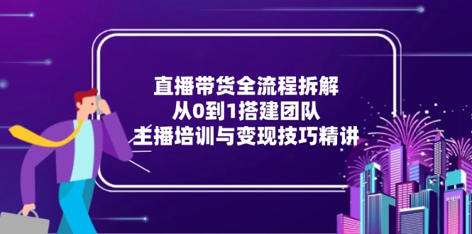 直播带货全流程拆解：从0到1搭建团队，主播培训与变现技巧精讲-爱我搜(25so)资源网