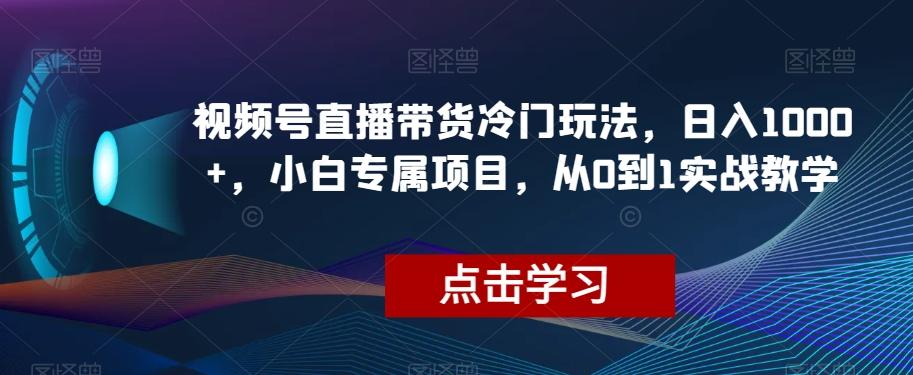 视频号直播带货冷门玩法，日入1000+，小白专属项目，从0到1实战教学【揭秘】-爱我搜(25so)资源网