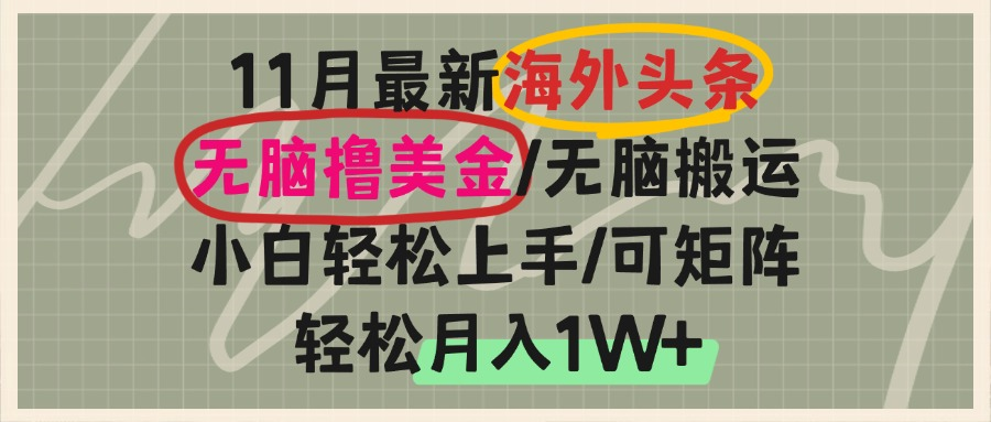 海外头条，无脑搬运撸美金，小白轻松上手，可矩阵操作，轻松月入1W+-爱我搜(25so)资源网