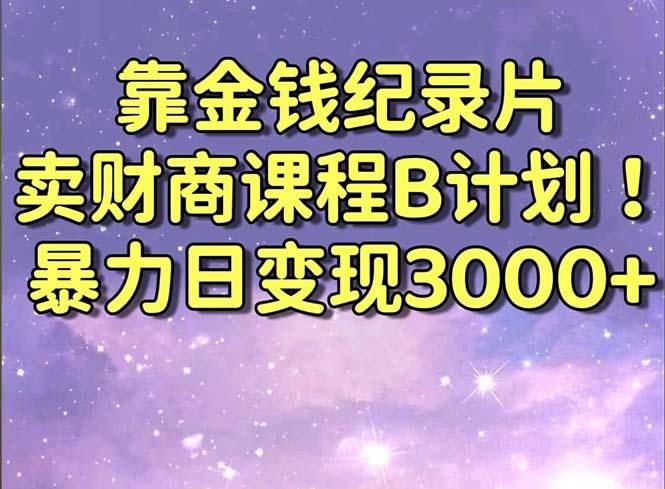 靠金钱纪录片卖财商课程B计划！暴力日变现3000+，喂饭式干货教程！-爱我搜(25so)资源网