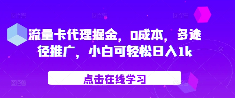流量卡代理掘金，0成本，多途径推广，小白可轻松日入1k-爱我搜(25so)资源网