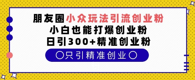 朋友圈小众玩法引流创业粉，小白也能打爆创业粉，日引300+精准创业粉【揭秘】-爱我搜(25so)资源网