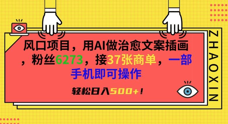 风口项目，用AI做治愈文案插画，粉丝6273，接37张商单，一部手机即可操作，轻松日入500+【揭秘】-爱我搜(25so)资源网