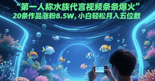 第一人称水族代言视频条条爆火，20条作品涨粉8.5W，小白轻松月入五位数-爱我搜(25so)资源网