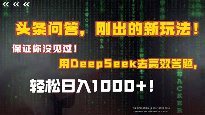 头条问答，刚出的新玩法！保证你没见过！结合Deepseek高效答题，轻松日…-爱我搜(25so)资源网