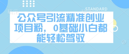 公众号引流精准创业项目粉，0基础小白都能轻松驾驭-爱我搜(25so)资源网