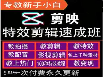 剪映特效教程和运营变现教程，特效剪辑速成班，专教新手小白-爱我搜(25so)资源网