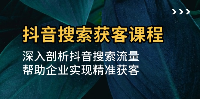 抖音搜索获客课程：深入剖析抖音搜索流量，帮助企业实现精准获客-爱我搜(25so)资源网