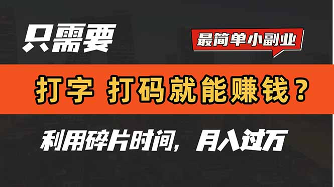 只需要打字，打码，就能赚钱？简单的赚钱小副业，利用碎片时间，月入过万-爱我搜(25so)资源网