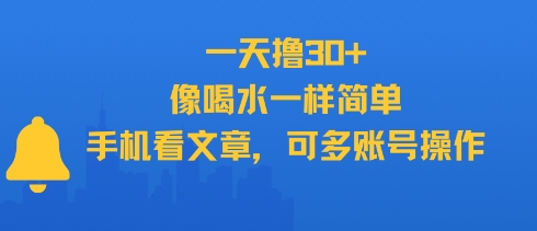 一天撸30+，像喝水一样简单，手机看文章，可多账号操作-爱我搜(25so)资源网