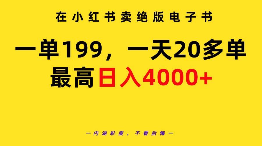 (9401期)在小红书卖绝版电子书，一单199 一天最多搞20多单，最高日入4000+教程+资料-爱我搜(25so)资源网