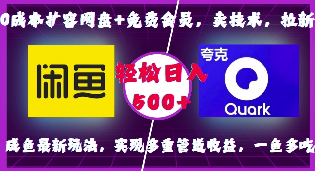 0成本扩容网盘+免费会员，卖技术，拉新，咸鱼最新玩法，实现多重管道收益，一鱼多吃，轻松日入500+-爱我搜(25so)资源网