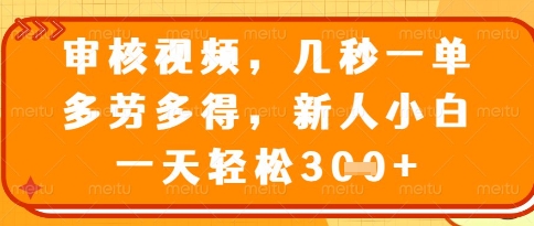 视频审核员，几秒一单，不限时间，不限地点，多做多得，新人小白一天轻松几张+【揭秘】-爱我搜(25so)资源网