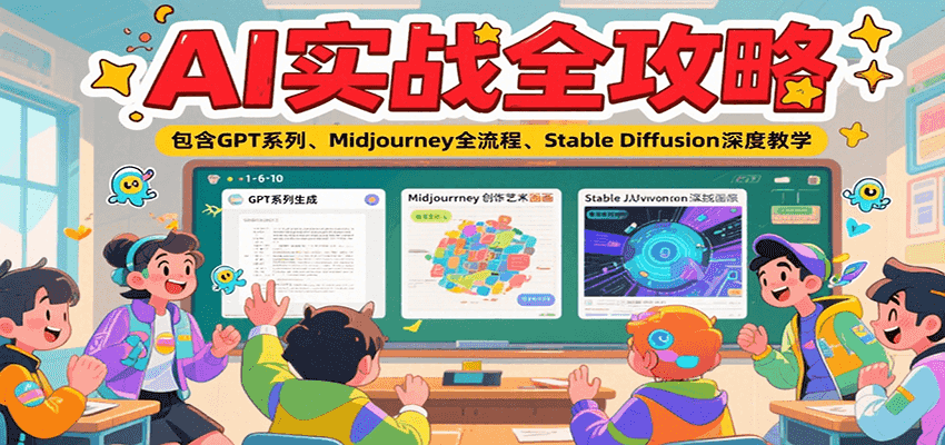 AI实战全攻略，包含GPT系列、Midjourney全流程、Stable Diffusion深度教学-爱我搜(25so)资源网
