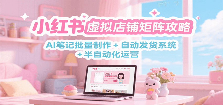 小红书虚拟店铺矩阵攻略：AI笔记批量制作 + 自动发货系统 + 半自动化运营-爱我搜(25so)资源网