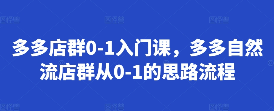 多多店群0-1入门课，多多自然流店群从0-1的思路流程-爱我搜(25so)资源网