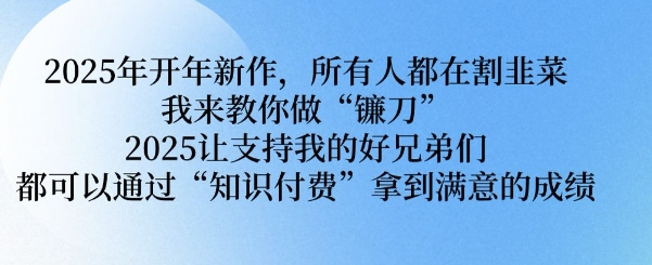2025年开年新作，所有人都在割韭菜，我来教你做“镰刀” 2025让支持我的好兄弟们都可以通过“知识付费”拿到满意的成绩【揭秘】-爱我搜(25so)资源网