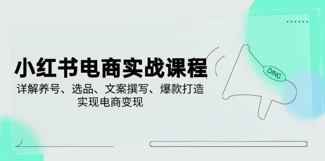 小红书电商实战课程，详解养号、选品、文案撰写、爆款打造，实现电商变现-爱我搜(25so)资源网