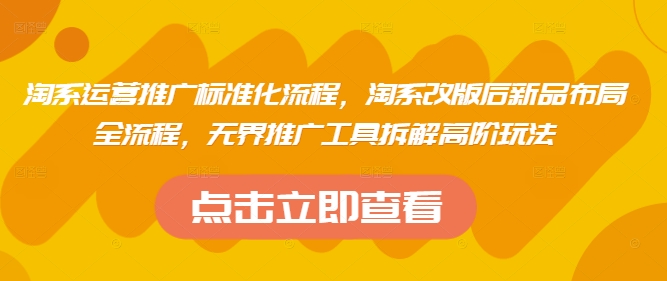 淘系运营推广标准化流程，​淘系改版后新品布局全流程，无界推广工具拆解高阶玩法-爱我搜(25so)资源网