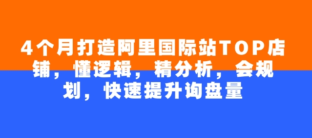 4个月打造阿里国际站TOP店铺，懂逻辑，精分析，会规划，快速提升询盘量-爱我搜(25so)资源网