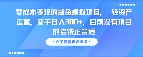 零成本变现的咸鱼虚拟项目， 轻资产运营，新手日入3张+，目前没有项目的老铁正合适-爱我搜(25so)资源网