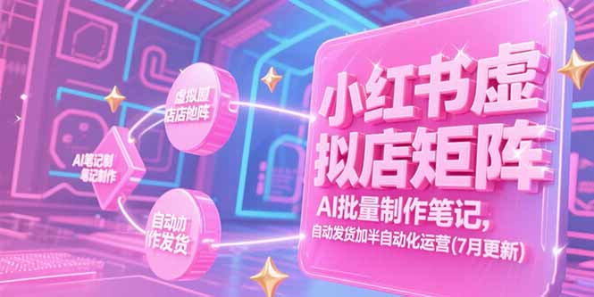 小红书虚拟店矩阵，AI批量制作笔记，自动发货加半自动化运营(7月更新-爱我搜(25so)资源网