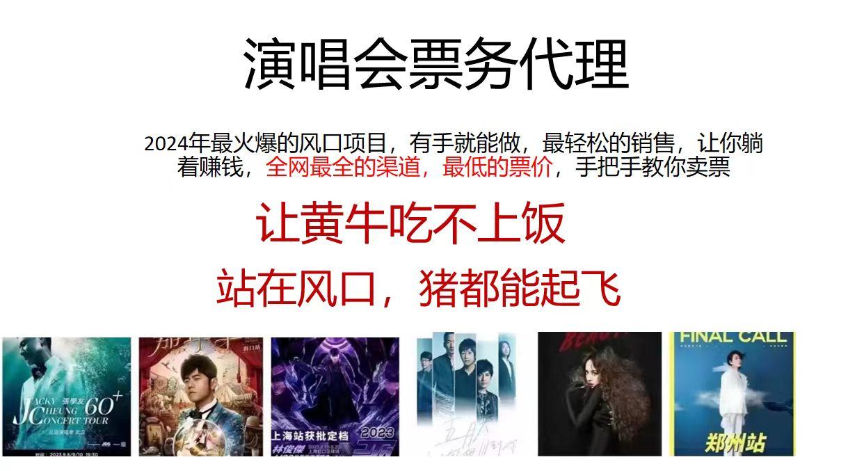 2024演唱会低价票务代理，全网最低的票价，手把手教你卖票，日入2000+-爱我搜(25so)资源网