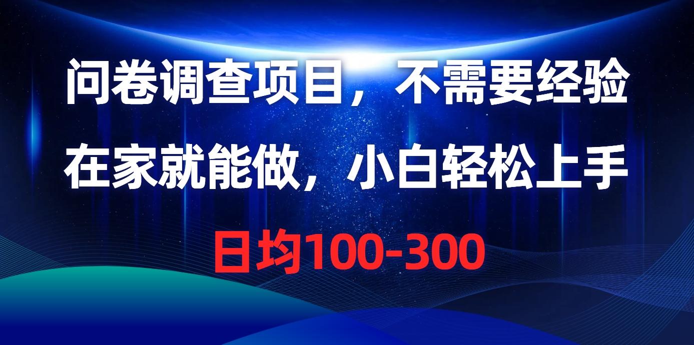 问卷调查项目，不需要经验，在家就能做，小白轻松上手，日均100-300-爱我搜(25so)资源网