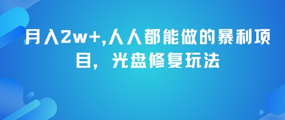月入2w+，人人都能做的暴利项目，光盘修复玩法-爱我搜(25so)资源网
