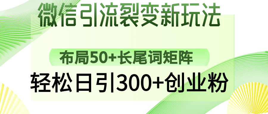 微信引流裂变新玩法：布局50+长尾词矩阵，轻松日引300+创业粉-爱我搜(25so)资源网