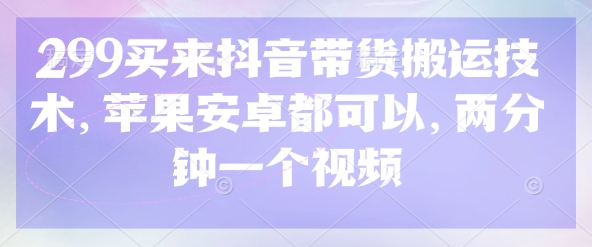 299买来抖音带货搬运技术，苹果安卓都可以，两分钟一个视频-爱我搜(25so)资源网