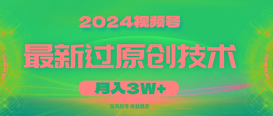 2024视频号最新过原创技术，当天起号，收益稳定，月入3W+-爱我搜(25so)资源网