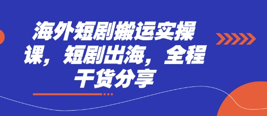 海外短剧搬运实操课，短剧出海，全程干货分享-爱我搜(25so)资源网
