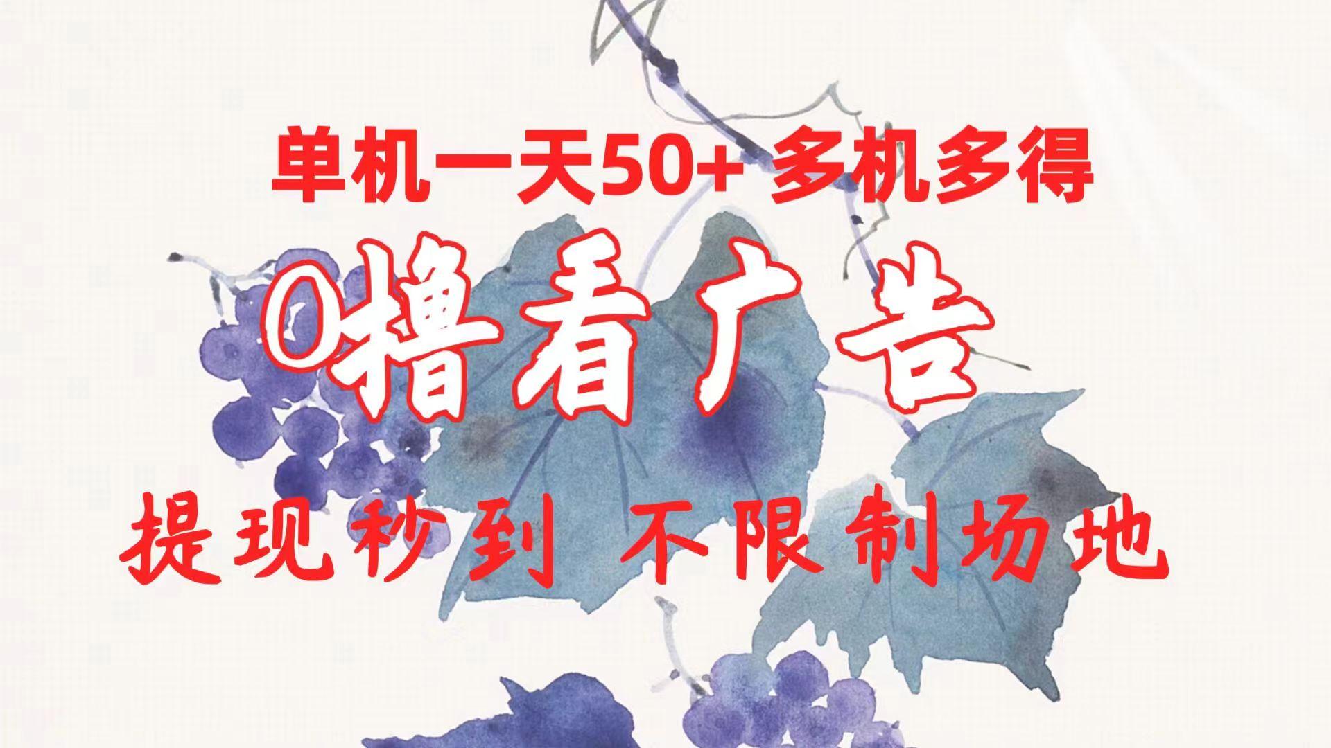 0撸看广告 单机一天50+多机多得 提现秒到 不限制场地操作-爱我搜(25so)资源网