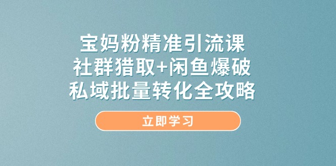 宝妈粉精准引流课，社群猎取+闲鱼爆破，私域批量转化全攻略-爱我搜(25so)资源网