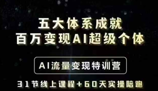 五大体系成就百万变现AI超级个体- AI流量变现特训营，一步一步教你一个人怎么年入百W-爱我搜(25so)资源网