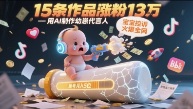 用AI制作幼崽代言人，宝宝的控诉火爆全网，15条作品涨粉13W，单号月入5位数实操教程-爱我搜(25so)资源网