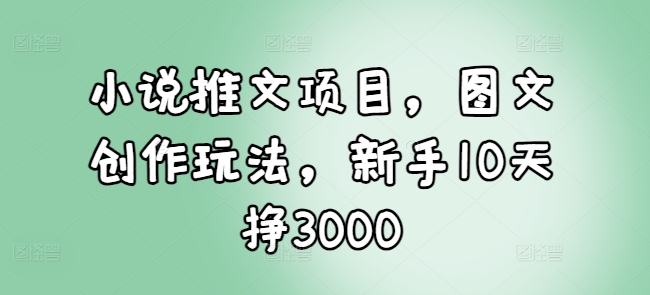 小说推文项目，图文创作玩法，新手10天挣3000-爱我搜(25so)资源网