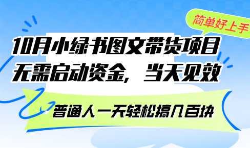 10月份小绿书图文带货项目 无需启动资金 当天见效 普通人一天轻松搞几百块-爱我搜(25so)资源网