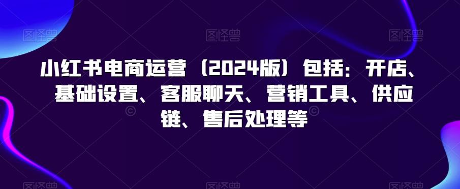 小红书电商运营(2024版)包括：开店、基础设置、客服聊天、营销工具、供应链、售后处理等-爱我搜(25so)资源网