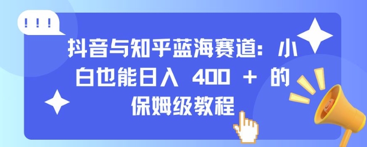 抖音与知乎蓝海赛道：小白也能日入 4张 的保姆级教程-爱我搜(25so)资源网