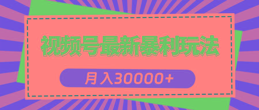 视频号最新暴利玩法，轻松月入30000+-爱我搜(25so)资源网