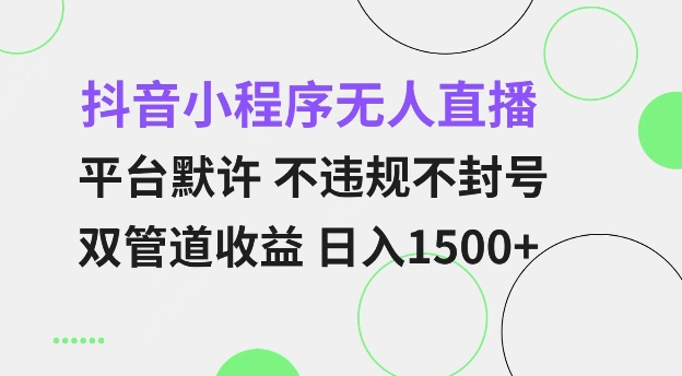 抖音小程序无人直播 平台默许 不违规不封号 双管道收益 日入多张 小白也能轻松操作【仅揭秘】-爱我搜(25so)资源网