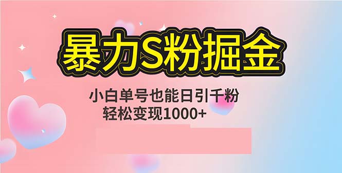 单人单机日引千粉，变现1000+，S粉流量掘金计划攻略-爱我搜(25so)资源网